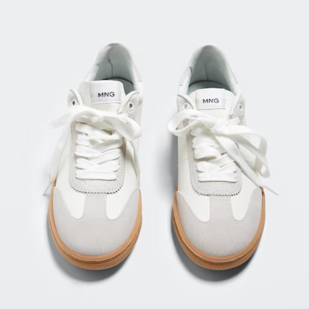 NWT Mango Contrast Sole Leather Sport Shoes Sneakers Sz 9